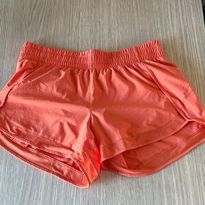 Athleta Mesh Racer Run 4” Shorts Coral Orange Size S